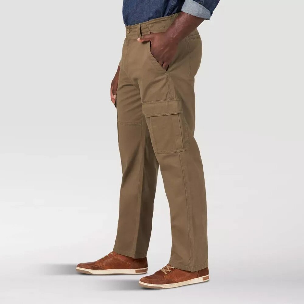 Wrangler Relaxed Fit Flex Cargo Pants Men's 38"x30" Brown Techโ Pocket NEW